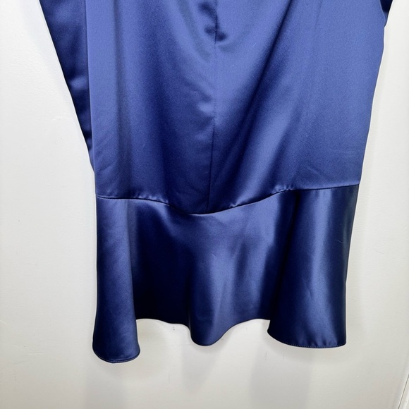 David's Bridal Navy Blue Satin High Low Ruffle Skirt Size 22 NWT Brand New - Picture 6 of 9